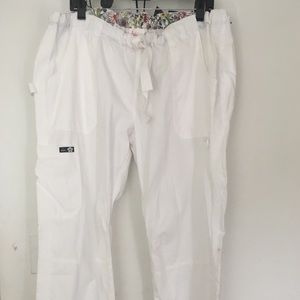 White Koi scrub pants